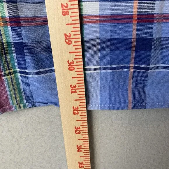 Ralph Lauren Shirt Mens XXL Blue Plaid Classic Fit Flesh Pony Preppy Career - Picture 7 of 7